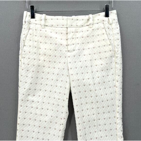 ZADIG & VOLTAIRE Posh Flower Deluxe Pants Womens S White Jacquard Straight Crop - Picture 5 of 15